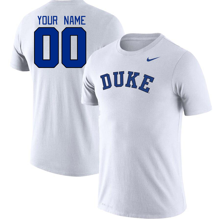 Custom Duke Blue Devils Name And Number College Tshirt-White